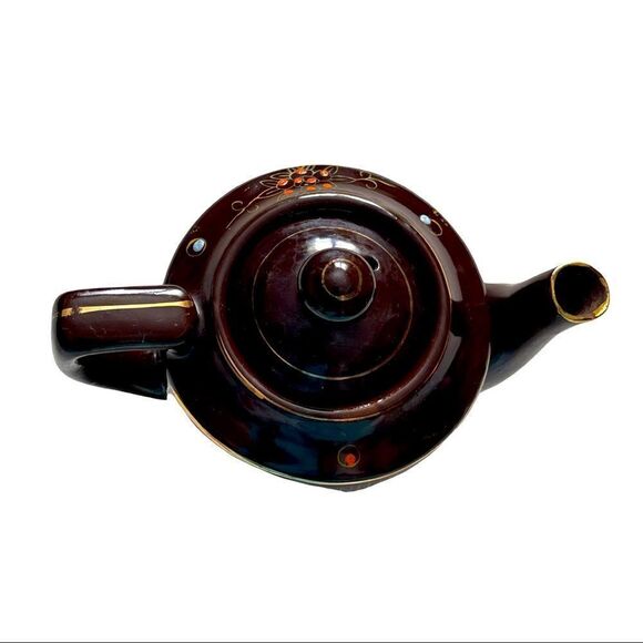 Japan 1940’s Vintage Moriage Brown Teapot Small - Picture 5 of 14